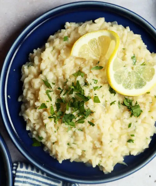 top view of lemon risotto