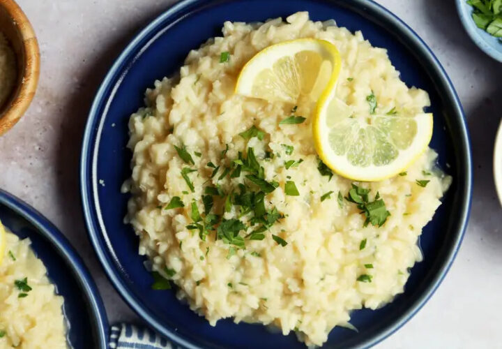 top view of lemon risotto