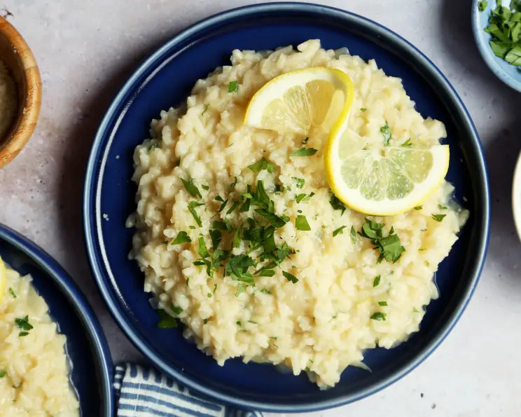 top view of lemon risotto