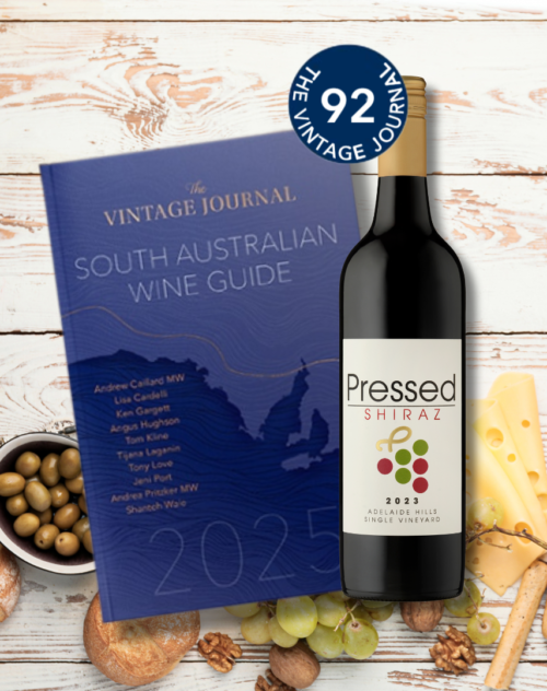 2023 Shiraz from Pressed Wines that scored 92 in The Vintage Journal South Australian Wine Guide