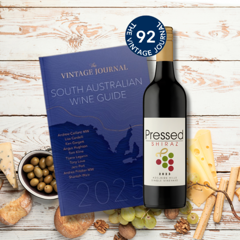 2023 Shiraz from Pressed Wines that scored 92 in The Vintage Journal South Australian Wine Guide